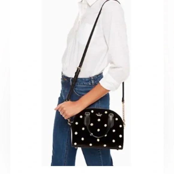 Kate Spade BLACK VELVET WITH PEARLS Laurel Way Mini Reiley